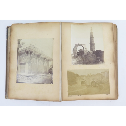 1802 - An album of albumen prints and photographs, views include Taj Mahal, The Cashmere Gate, The Pyramids... 