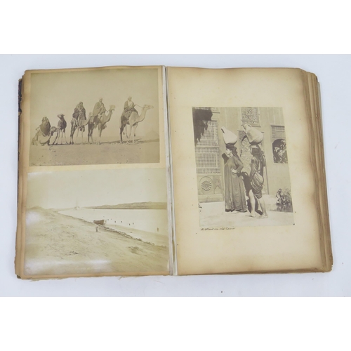 1802 - An album of albumen prints and photographs, views include Taj Mahal, The Cashmere Gate, The Pyramids... 