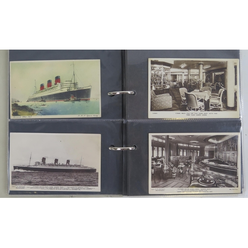 1806 - A album of Edwardian and later postcards including World War One, Shipping Lines, American battleshi... 