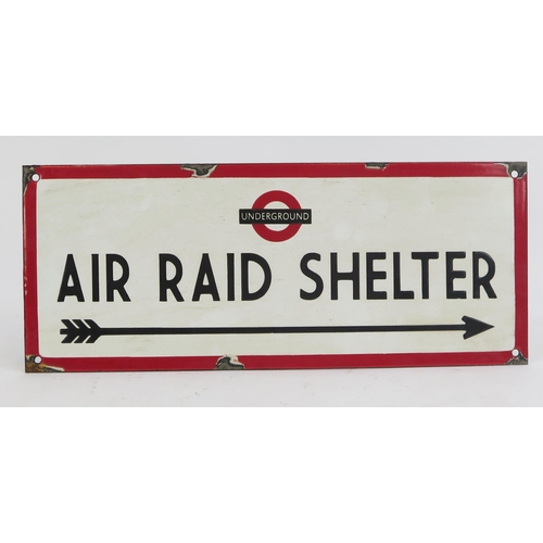 1812 - A reproduction enamel advertising sign 'Underground Air Riad Shelter' 17 x 41cm