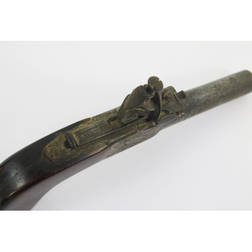 1823 - Blanch, London, An early 19th century flintlock pocket postol, with 6cm turn-off barrel, with pull d... 