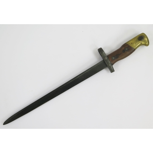 1824 - A late Victorian continental bayonet, possibly Swiss, with 30.5cm T-shaped blade, inscribed and date... 