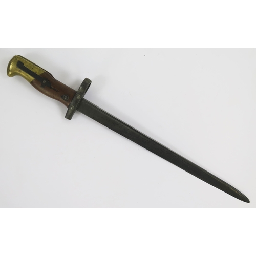 1824 - A late Victorian continental bayonet, possibly Swiss, with 30.5cm T-shaped blade, inscribed and date... 