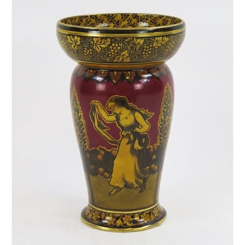 1839 - A Royal Doulton Morrisian Ware vase, of cylindrical form decorated with neo-classical maidens dancin... 