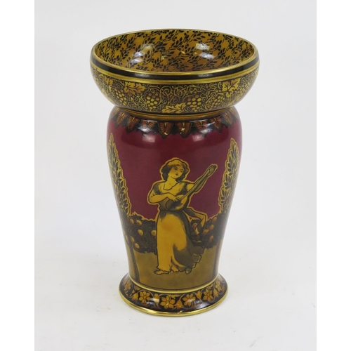 1839 - A Royal Doulton Morrisian Ware vase, of cylindrical form decorated with neo-classical maidens dancin... 