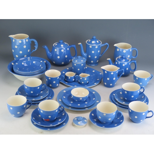 1841 - T G Green & Co Blue Domino pattern tea wares, including tea pot, cups, saucers , sideplates etc.