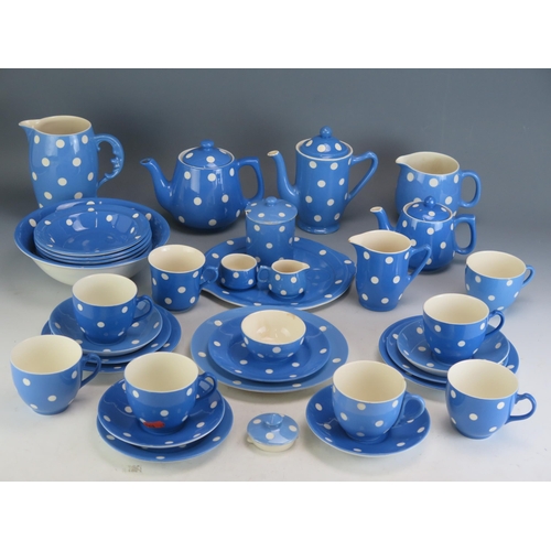 1841 - T G Green & Co Blue Domino pattern tea wares, including tea pot, cups, saucers , sideplates etc.