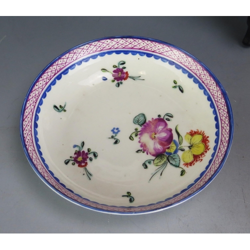 1849 - A late 18th century tea bowl possibly Newhall, with Chinoiserie decoration, a similar period tea bow... 