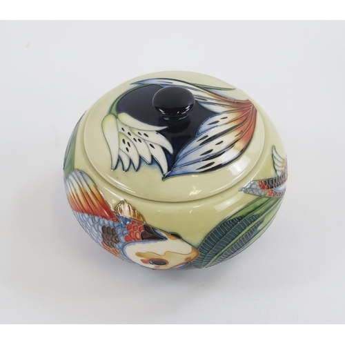 1863 - A Moorcroft pottery bowl and cover in Quiet waters pattern, to a cream ground, 14cm diameter. boxed.