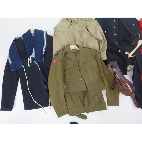 1907 - Royal Corps of Signals, Mess dress, No 1 uniform and battledress, Sam Brown belt and a naval tunic.