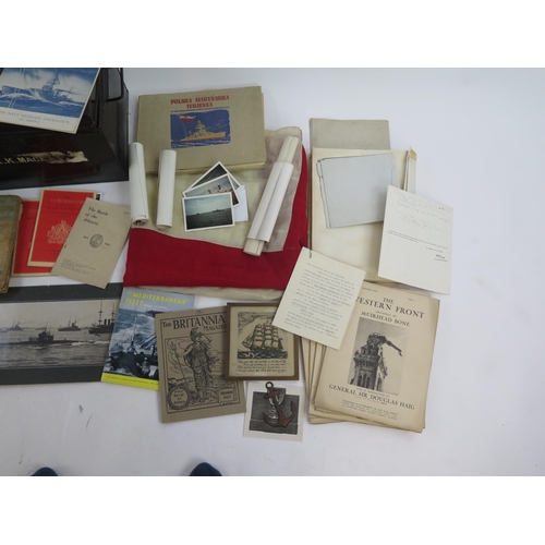 1908 - Of Naval interest, a collection of assorted photographs of naval vessels, books relating to the Poli... 