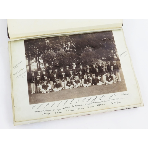 1910 - An Edwardian Naval officers scrap book, of photographs including R N College Dartmouth 1907, HMS Rus... 