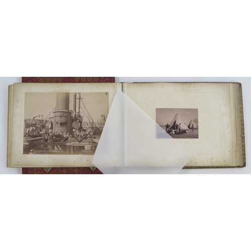 1911 - An album containing albumen photographs of British battleships, Citadel at Qaitbay, view of Watsons ... 