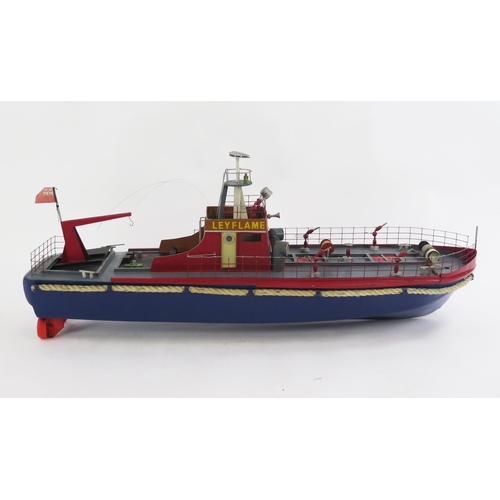 1913 - A model fire boat 'Leyflame' with blue painted hull and grey/red superstructures, with two e/l motor... 