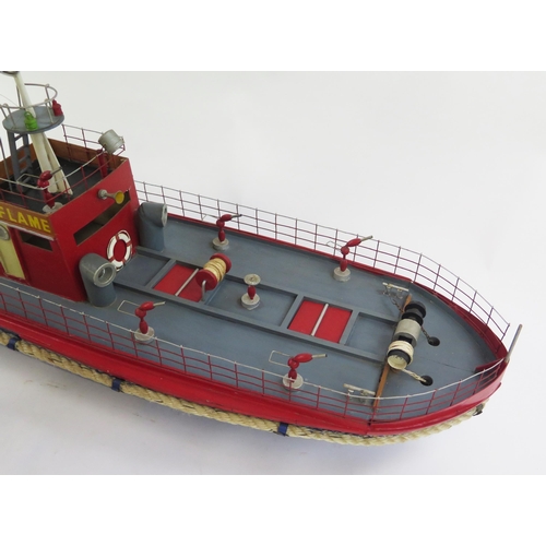 1913 - A model fire boat 'Leyflame' with blue painted hull and grey/red superstructures, with two e/l motor... 