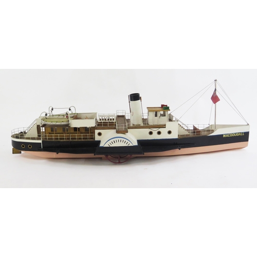 1914 - A model Edwardian style paddle steamer 'MacDougal' with two tone painted hull, simulated planked dec... 