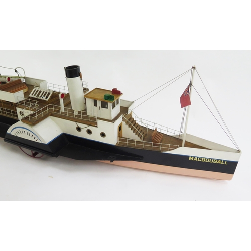 1914 - A model Edwardian style paddle steamer 'MacDougal' with two tone painted hull, simulated planked dec... 