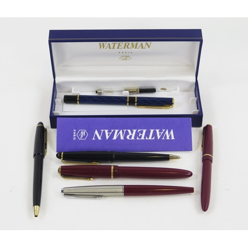 1921 - A collection of assorted fountain pens and biros  by Watermans, Parker and others.