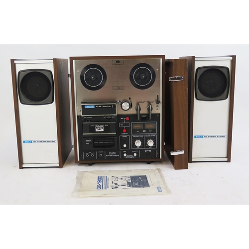 2070 - Akai GX-1900 Reel To Reel Cassette with pair of Akai SW-35 Speakers and reels