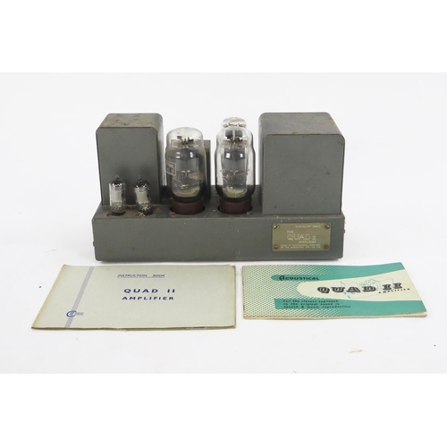 2079 - Quad II Amplifier with KT 66 and Mullard Valves, Serial No. 54472 to plaque with instruction books