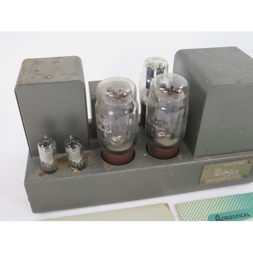 2079 - Quad II Amplifier with KT 66 and Mullard Valves, Serial No. 54472 to plaque with instruction books