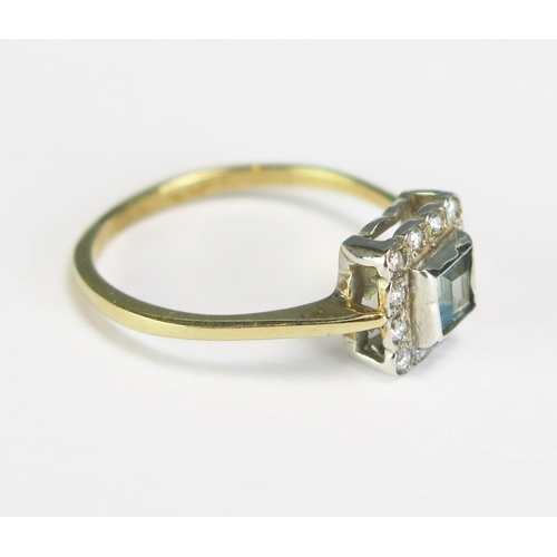 288 - A topaz and diamond set square cluster ring, on 9ct gold shank, size M.5