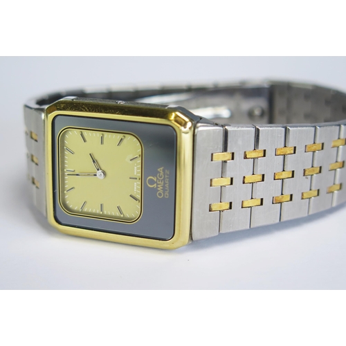 76 - An OMEGA Reverso Equinoxe 186.0013 Quartz Dual Tone Unisex Watch, caliber 1655.