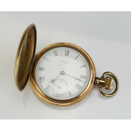 193 - A Waltham Gold Plated Full Hunter Keyless Pocket Watch, 50.7mm case, movement no. 24187893, Grade: N... 