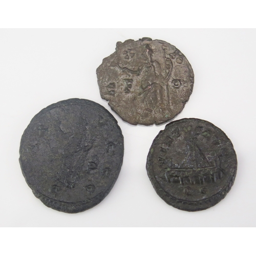 312 - Three Roman coins: Carausius (286 - 293 CE) Ae antoninianus, 2.48 grams, 20.5 mm, uncertain mint. Re... 