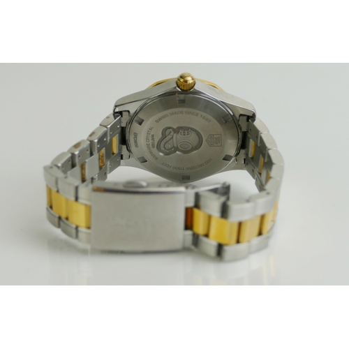 187 - A TAG HEUER Aquaracer Lady's Steel and Gold Wristwatch with mother of pearl diamond set dial, with p... 