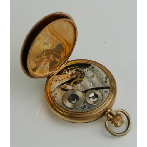 193 - A Waltham Gold Plated Full Hunter Keyless Pocket Watch, 50.7mm case, movement no. 24187893, Grade: N... 