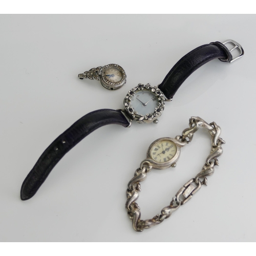 194 - Three Silver Cased Wristwatches. Two A/F