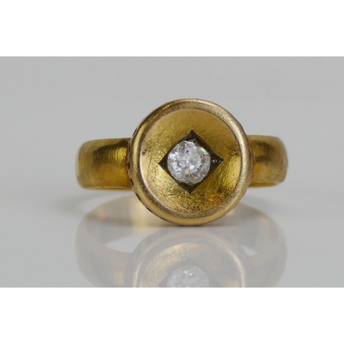 46 - An Antique 18ct Gold and Old Cut Diamond Ring, c. 3.3x3.1mm stone, size I.25, stamped 18CT, 3.6g