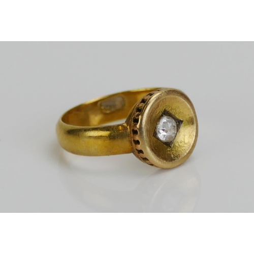 46 - An Antique 18ct Gold and Old Cut Diamond Ring, c. 3.3x3.1mm stone, size I.25, stamped 18CT, 3.6g