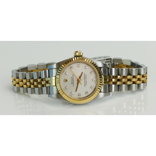 5 - A Rolex Oyster Perpetual Lady's Bi-metal Wristwatch, ref: 76193, case no. Y937077, the 24.9mm case w... 