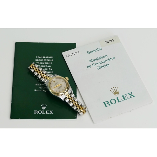 5 - A Rolex Oyster Perpetual Lady's Bi-metal Wristwatch, ref: 76193, case no. Y937077, the 24.9mm case w... 