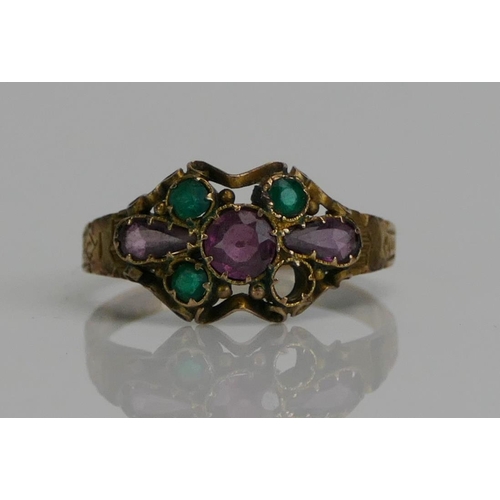 67 - A Victorian 12ct Gold and Paste Ring with chased decoration to the shank, size M, Birmingham 1873, 1... 