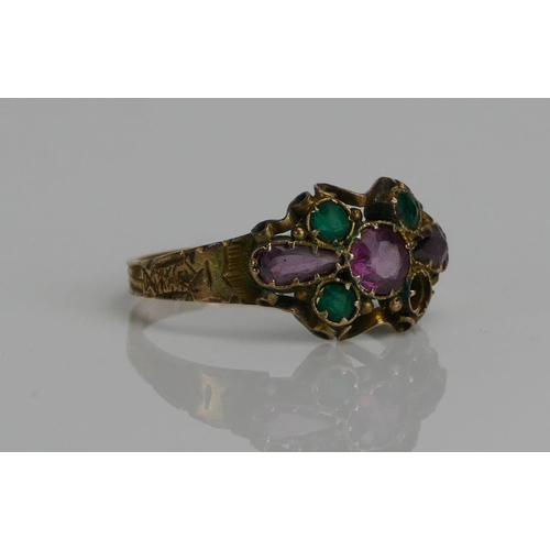 67 - A Victorian 12ct Gold and Paste Ring with chased decoration to the shank, size M, Birmingham 1873, 1... 