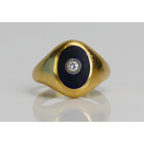 80 - A Gent's 18ct Gold and Diamond Ring, size O.25, stamped 18CT, 10.93g