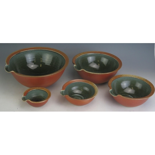 1005 - Alastair Hardie (b. 1941) _ A Set of Five Studio Pottery Stoneware Lipped Mixing Bowls, largest 27.5... 