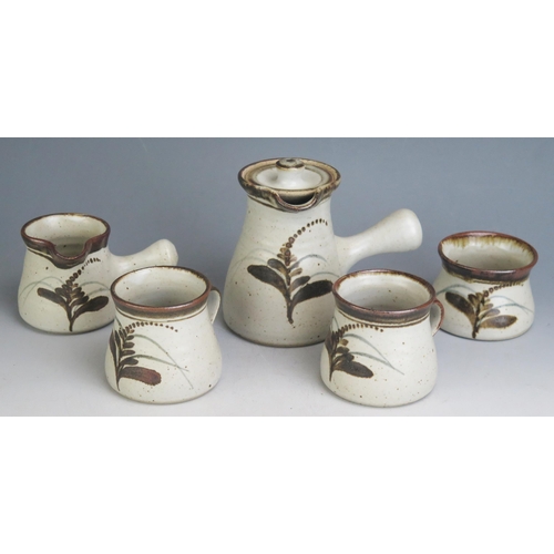 1012 - David Leach (1911-2005) _ A Studio Pottery Stoneware Coffee Pot (13cm), milk jug, sugar bowl and two... 