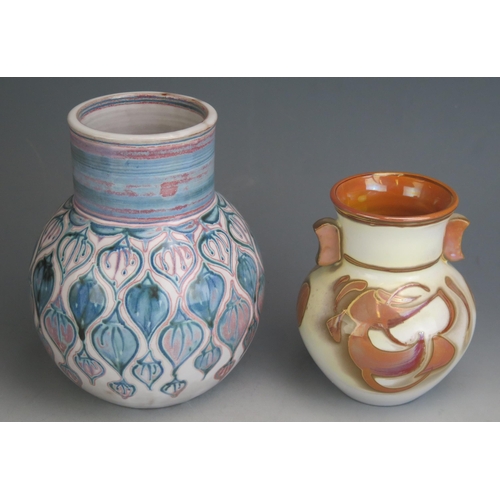 1016 - Silke Nerger for Aldermaston Pottery Vase (19cm) and a smaller vase (14cm), both made for Aldermasto... 