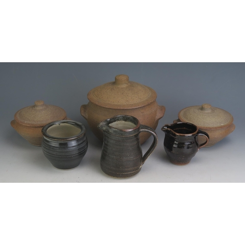 1019 - A Collection of Bernard Leach St. Ives Pottery including three Standard Ware casserole pots with cov... 