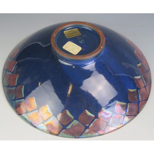 1034 - A Julian Bellmont for Aldermaston Pottery Studio Pottery Bowl with lustre glaze, 23cm diam., paper l... 