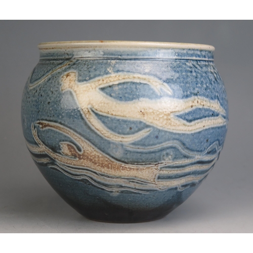 1044 - Michael Casson (1925-2003), The Swimmers, a studio pottery stoneware vase decorated  with elongated ... 