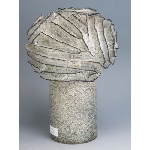 1046 - Deirdre Burnett (1939-2022), A Studio Pottery Stoneware hand built vessel of organic form with frill... 