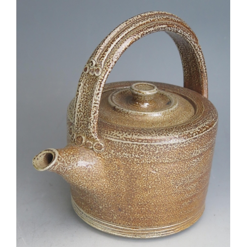 1049 - Three Studio Pottery Teapots including two stoneware with two tone glaze (one impressed CHR, 18cm hi... 