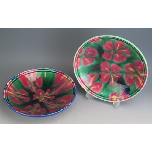 1057 - Janice Tchalenko for Poole Pottery, A Pair of Petal Range Bowls, 27cm diam, initialled and dated 98