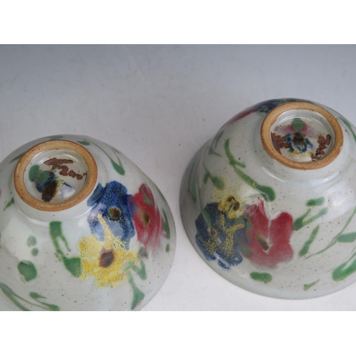 1058 - Janice Tchalenko, A Pair of Original Poppy Range Bowls, c. 1984, limited edition of 200, 14cm diam.,... 