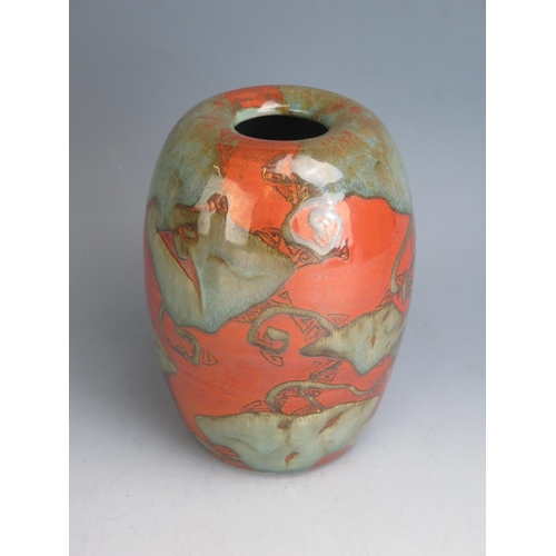 1059 - Claire Woodall Studio Pottery Vase, 20cm high, impressed and painted mark dated 2001